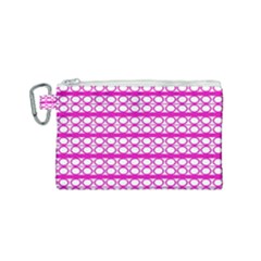 Circles Lines Bright Pink Modern Pattern Canvas Cosmetic Bag (small) by BrightVibesDesign