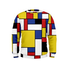 Mondrian Geometric Art Kids  Sweatshirt by KayCordingly