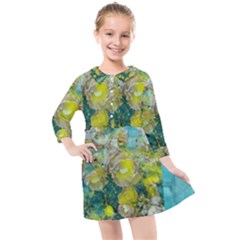Bloom In Vintage Ornate Style Kids  Quarter Sleeve Shirt Dress by pepitasart