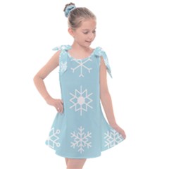 Snowflakes Winter Graphics Weather Kids  Tie Up Tunic Dress by Simbadda