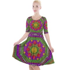 Flowers In Rainbows For Ornate Joy Quarter Sleeve A-line Dress by pepitasart