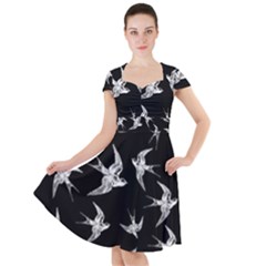 Birds Pattern Cap Sleeve Midi Dress by Valentinaart