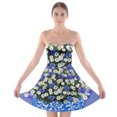 Marguerite Cornflower Vase Blossom Strapless Bra Top Dress by Simbadda