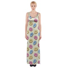 Donuts Pattern Maxi Thigh Split Dress by Valentinaart