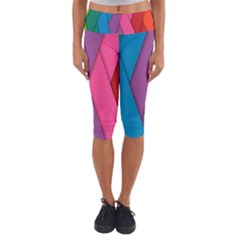 Abstract Background Colorful Strips Lightweight Velour Capri Yoga Leggings by Simbadda