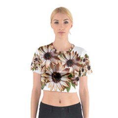 Sun Daisies Leaves Flowers Cotton Crop Top by Celenk