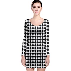 Chessboard 18x18 Rotated 45 40 Pixels Long Sleeve Bodycon Dress by ChastityWhiteRose