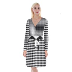 Chessboard 18x18 Rotated 45 40 Pixels Long Sleeve Velvet Front Wrap Dress by ChastityWhiteRose