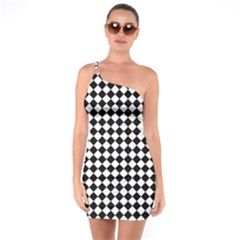 Chessboard 18x18 Rotated 45 40 Pixels One Soulder Bodycon Dress by ChastityWhiteRose