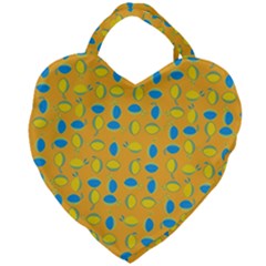 Lemons Ongoing Pattern Texture Giant Heart Shaped Tote