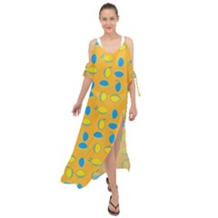 Lemons Ongoing Pattern Texture Maxi Chiffon Cover Up Dress by Celenk