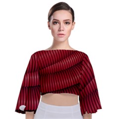 Tube Plastic Red Rip Tie Back Butterfly Sleeve Chiffon Top