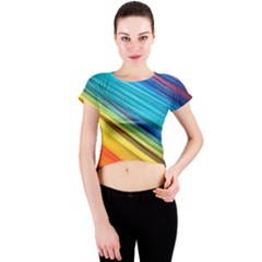 Rainbow Crew Neck Crop Top by NSGLOBALDESIGNS2