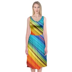 Rainbow Midi Sleeveless Dress by NSGLOBALDESIGNS2