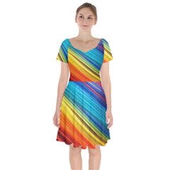 Rainbow Short Sleeve Bardot Dress by NSGLOBALDESIGNS2