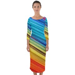 Rainbow Quarter Sleeve Midi Bodycon Dress by NSGLOBALDESIGNS2