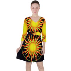 Mandala Sun Graphic Design Ruffle Dress by Simbadda