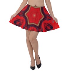 Chakra Art Heart Healing Red Velvet Skater Skirt by Simbadda