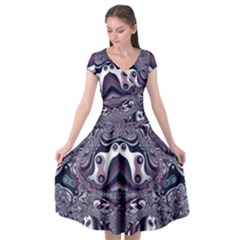 Fractal Art Artwork Design Cap Sleeve Wrap Front Dress by Simbadda