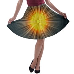 Background Mandala Sun Rays A-line Skater Skirt by Simbadda