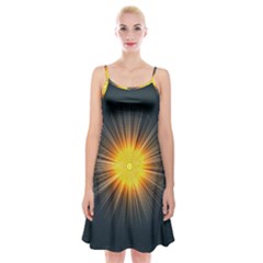 Background Mandala Sun Rays Spaghetti Strap Velvet Dress by Simbadda
