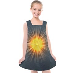 Background Mandala Sun Rays Kids  Cross Back Dress by Simbadda
