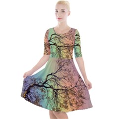 Rainbow Branch Boxer Shorts Quarter Sleeve A-line Dress by Simbadda