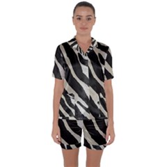 Zebra 2 Print Satin Short Sleeve Pyjamas Set by NSGLOBALDESIGNS2