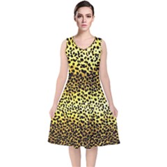 Leopard Version 2 V-neck Midi Sleeveless Dress  by dressshop