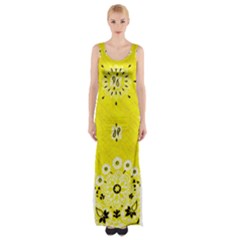 Grunge Yellow Bandana Maxi Thigh Split Dress by dressshop