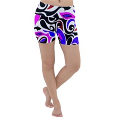 Retro Swirl Abstract Lightweight Velour Yoga Shorts by dressshop