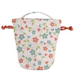 Flowers Pattern Drawstring Bucket Bag by Hansue