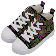Flowers And More Floral Dancing A Happy Dance Kid s Mid-top Canvas Sneakers by pepitasart