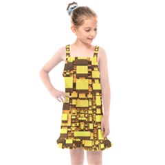 Cubes Grid Geometric 3d Square Kids  Overall Dress by Nexatart