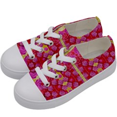 Roses And Butterflies On Ribbons As A Gift Of Love Kids  Low Top Canvas Sneakers by pepitasart