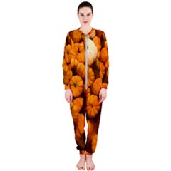 Pumpkins Tiny Gourds Pile Onepiece Jumpsuit (ladies)  by bloomingvinedesign