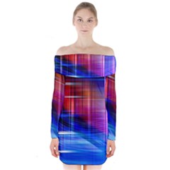 Double Lines Long Sleeve Off Shoulder Dress by kunstklamotte023