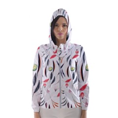 Watercolor Tablecloth Fabric Design Hooded Windbreaker (women) by Sapixe