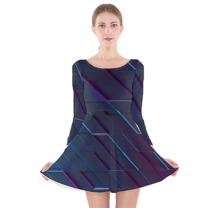 Glass Scifi Violet Ultraviolet Long Sleeve Velvet Skater Dress