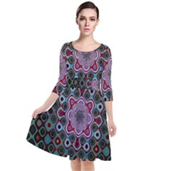 Digital Art Background Colors Quarter Sleeve Waist Band Dress by Sapixe