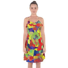 Abstract Art Structure Ruffle Detail Chiffon Dress by Sapixe