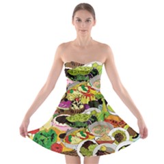 Eat Food Background Art Color Strapless Bra Top Dress by Sapixe