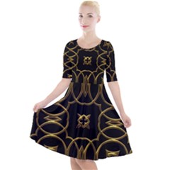 Seamless Pattern Abstract Quarter Sleeve A-line Dress