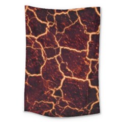 Lava Cracked Background Fire Large Tapestry by Sapixe