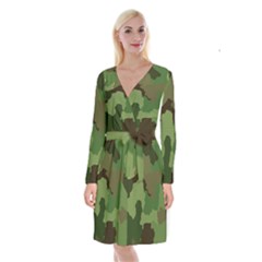 Seamless Pattern Texture Background Long Sleeve Velvet Front Wrap Dress