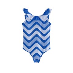 Waves Wavy Lines Pattern Design Kids  Frill Swimsuit