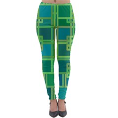 Green Abstract Geometric Lightweight Velour Leggings