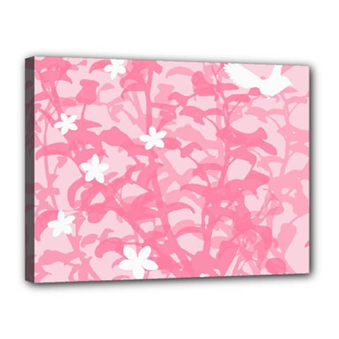 Plant Flowers Bird Spring Canvas 16  X 12  (stretched) by Sapixe