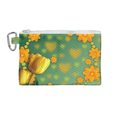 Background Design Texture Tulips Canvas Cosmetic Bag (medium) by Sapixe