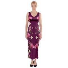 New Motif Design Textile New Design Fitted Maxi Dress by Sapixe